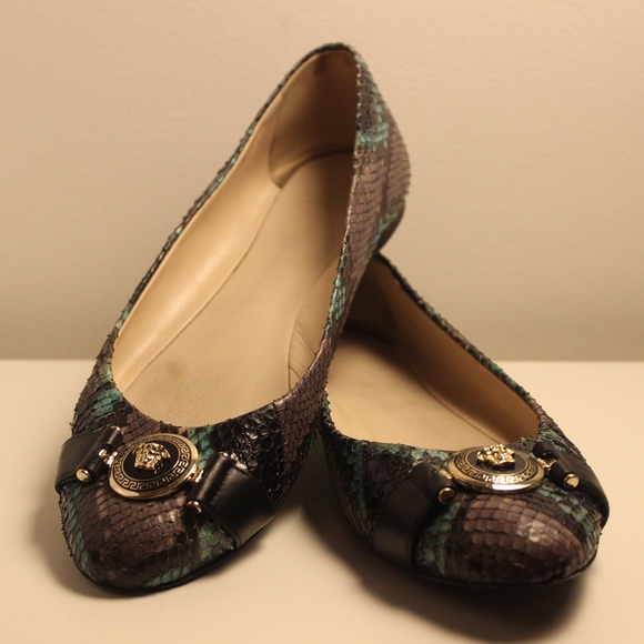 Versace Shoes - Stunning Versace Ballerina Flats, Snakeskin